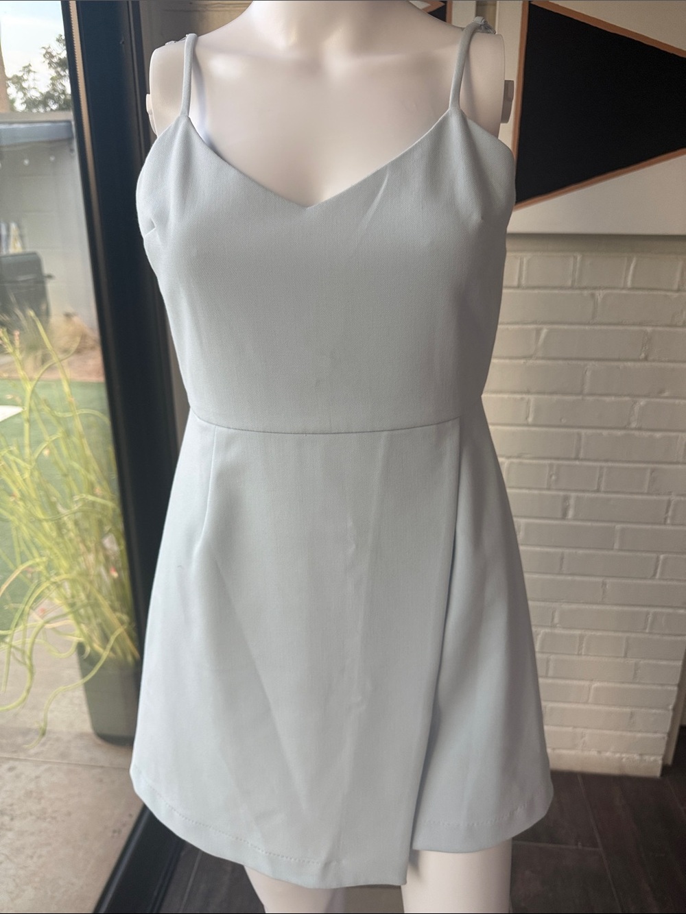 French Connection Demi Pale Blue Spaghetti Strap Mini Dress